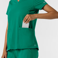 RENEW Knit Women's 2-Pocket Scrub Top Bahama Breeze hemline detail