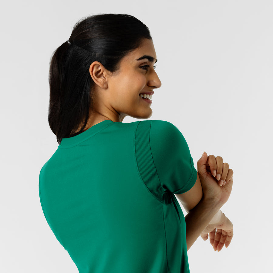 RENEW Knit Women's 2-Pocket Scrub Top Bahama Breeze back detail