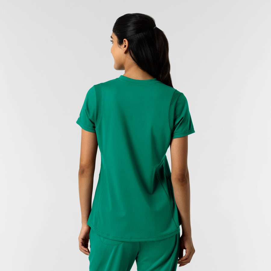 RENEW Knit Women's 2-Pocket Scrub Top Bahama Breeze back view