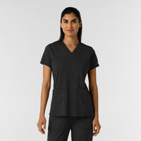 RENEW Knit Women's 2-Pocket Scrub Top Black