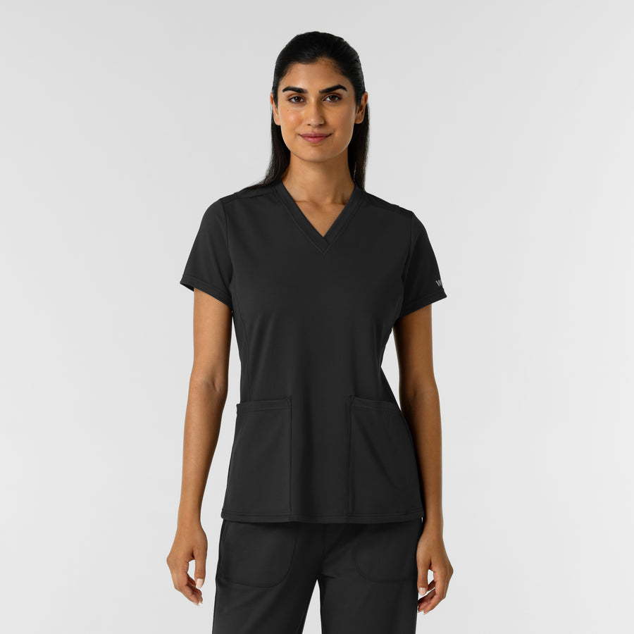 RENEW Knit Women's 2-Pocket Scrub Top Black