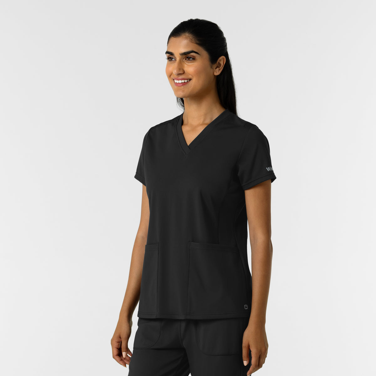 RENEW Knit Women's 2-Pocket Scrub Top, Black