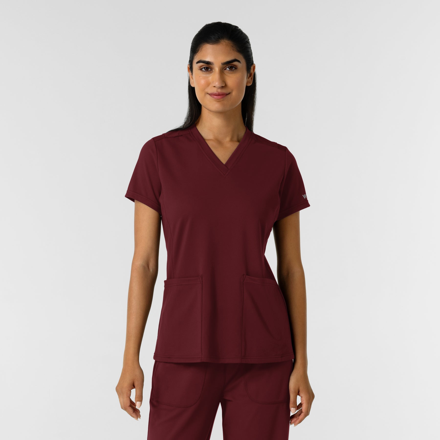 RENEW Knit Women's 2-Pocket Scrub Top Burgundy