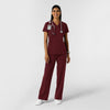 RENEW Knit Women's 2-Pocket Scrub Top Burgundy full scrub set