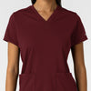 RENEW Knit Women's 2-Pocket Scrub Top Burgundy front detail
