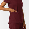 RENEW Knit Women's 2-Pocket Scrub Top Burgundy side detail 2