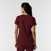 RENEW Knit Women's 2-Pocket Scrub Top Burgundy back view