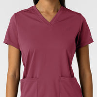 RENEW Knit Women's 2-Pocket Scrub Top Carnation front detail