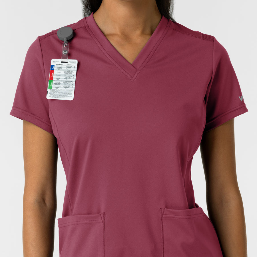 RENEW Knit Women's 2-Pocket Scrub Top Carnation side detail 1