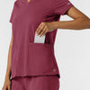 RENEW Knit Women's 2-Pocket Scrub Top Carnation hemline detail
