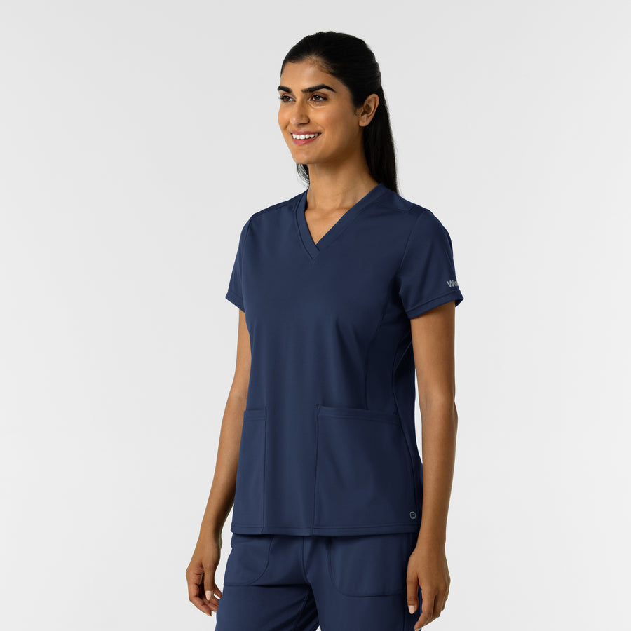 RENEW Knit Women's 2-Pocket Scrub Top Navy side view