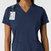 RENEW Knit Women's 2-Pocket Scrub Top Navy side detail 1