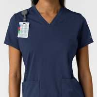 RENEW Knit Women's 2-Pocket Scrub Top Navy side detail 1