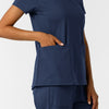 RENEW Knit Women's 2-Pocket Scrub Top Navy side detail 2