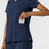 RENEW Knit Women's 2-Pocket Scrub Top Navy hemline detail