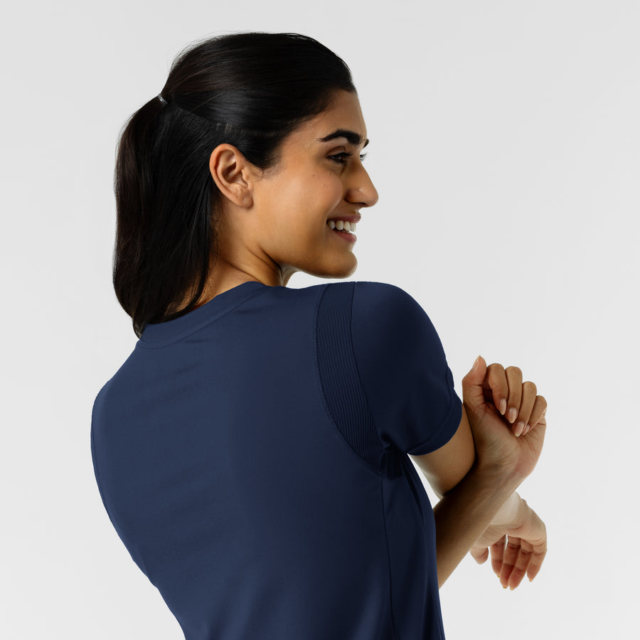 RENEW Knit Women's 2-Pocket Scrub Top Navy back detail