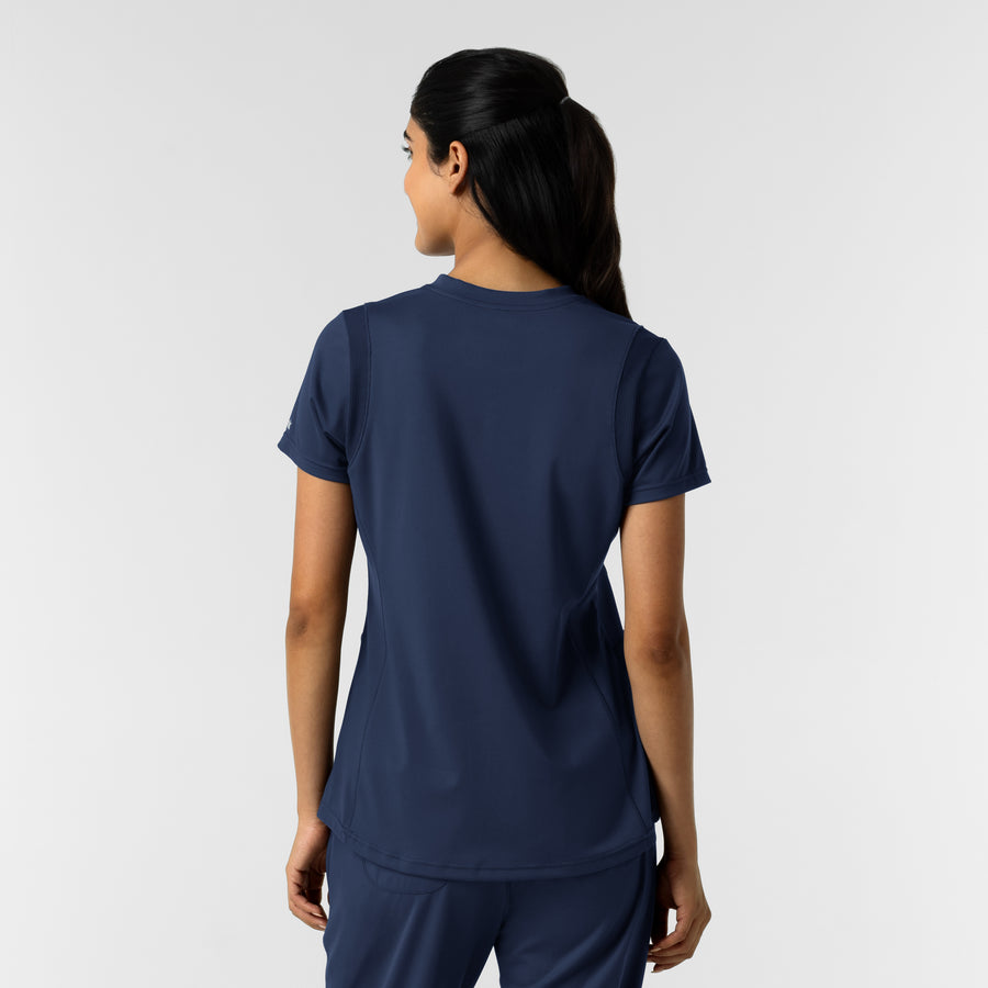 RENEW Knit Women's 2-Pocket Scrub Top Navy back view