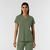 RENEW Knit Women's 2-Pocket Scrub Top Olive