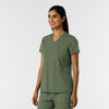 RENEW Knit Women's 2-Pocket Scrub Top Olive side view