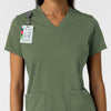 RENEW Knit Women's 2-Pocket Scrub Top Olive side detail 1