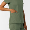 RENEW Knit Women's 2-Pocket Scrub Top Olive side detail 2