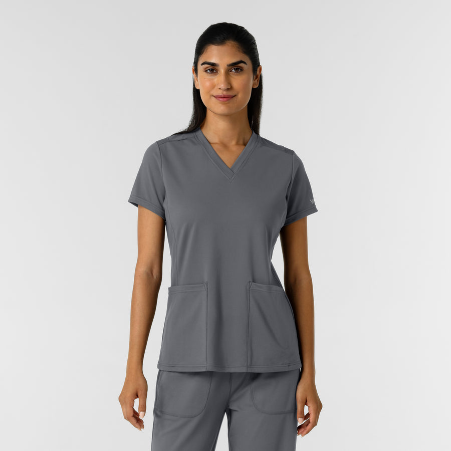 RENEW Knit Women's 2-Pocket Scrub Top Pewter