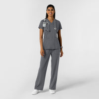 RENEW Knit Women's 2-Pocket Scrub Top Pewter full scrub set