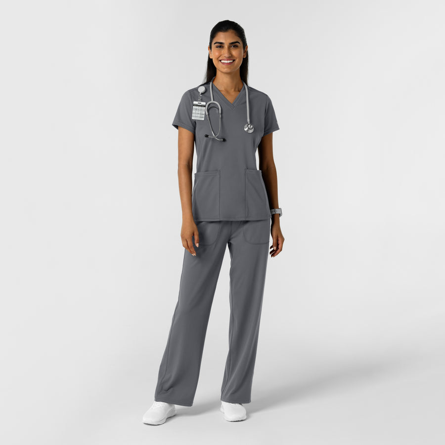 RENEW Knit Women's 2-Pocket Scrub Top Pewter full scrub set