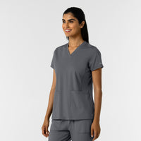 RENEW Knit Women's 2-Pocket Scrub Top Pewter side view