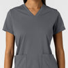 RENEW Knit Women's 2-Pocket Scrub Top Pewter front detail