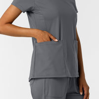 RENEW Knit Women's 2-Pocket Scrub Top Pewter side detail 2