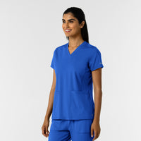 RENEW Knit Women's 2-Pocket Scrub Top Royal side view