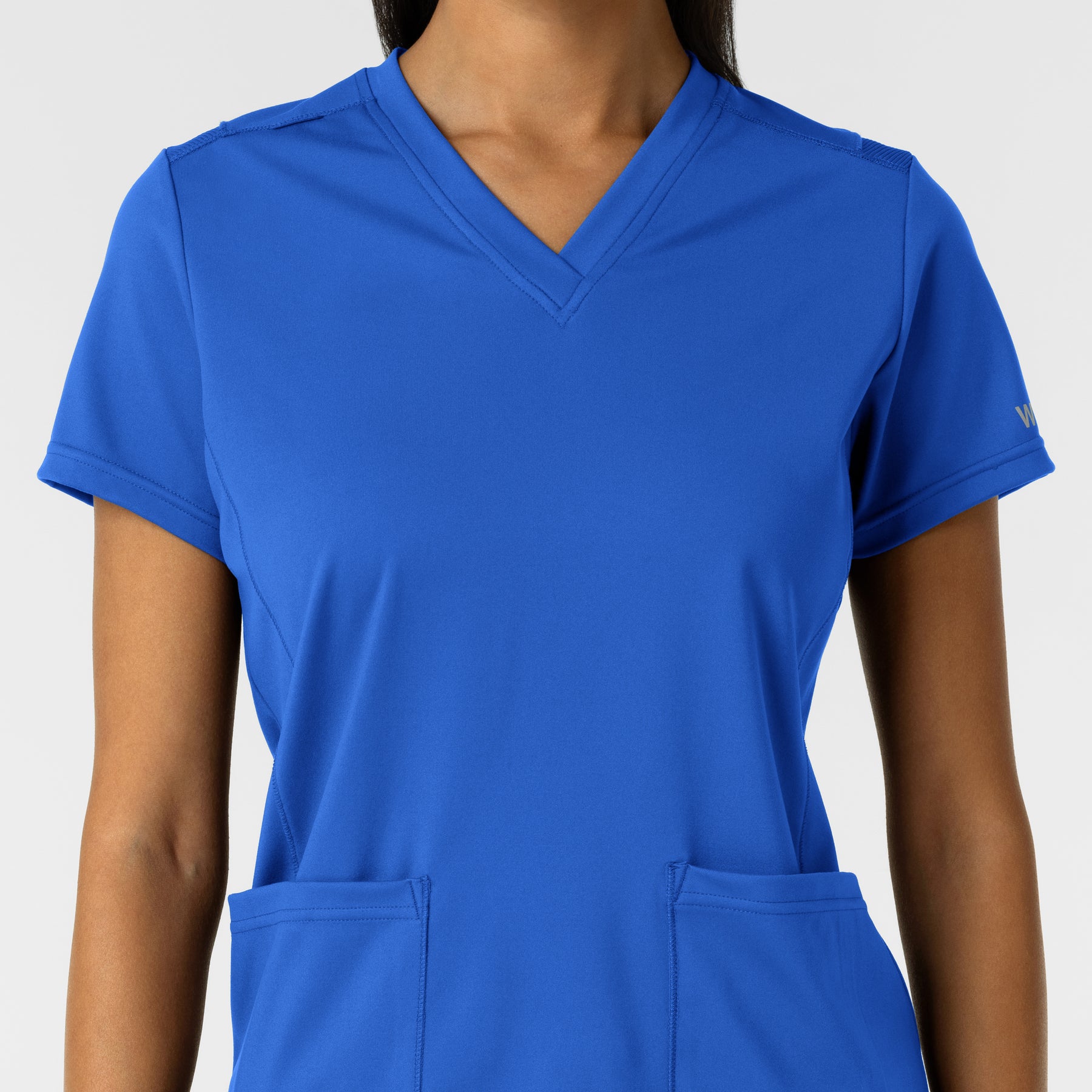 RENEW Knit Women's 2-Pocket Scrub Top Royal front detail