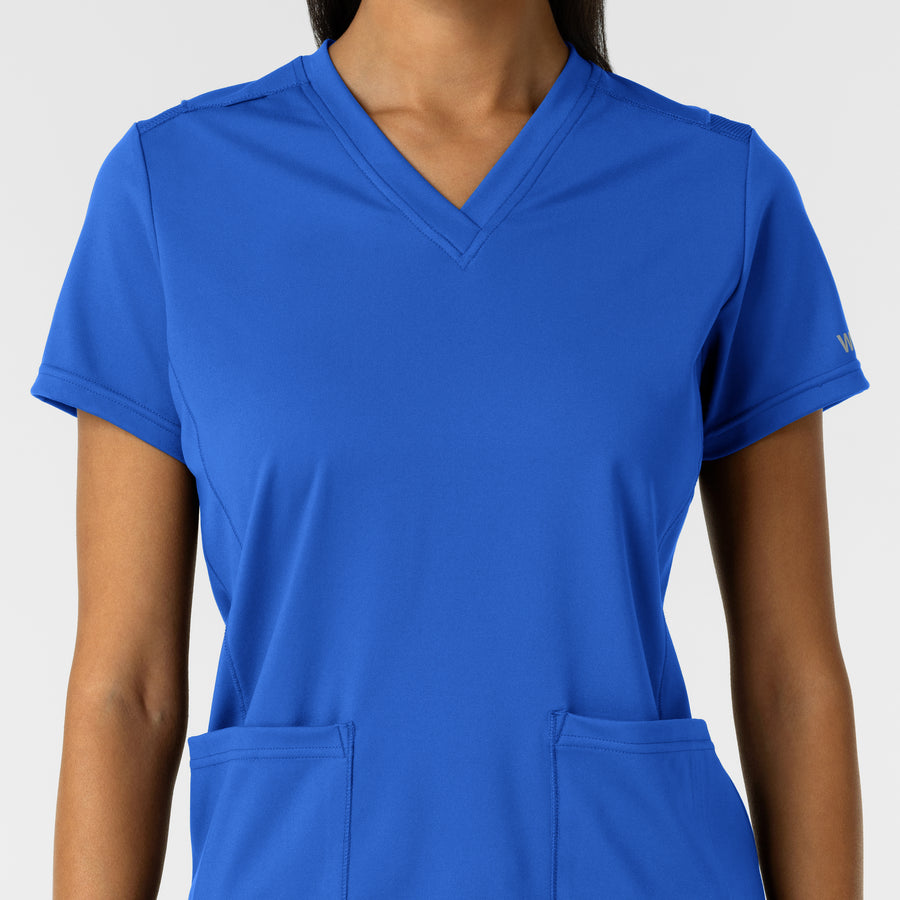 RENEW Knit Women's 2-Pocket Scrub Top Royal front detail