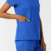 RENEW Knit Women's 2-Pocket Scrub Top Royal side detail 2