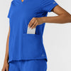 RENEW Knit Women's 2-Pocket Scrub Top Royal hemline detail