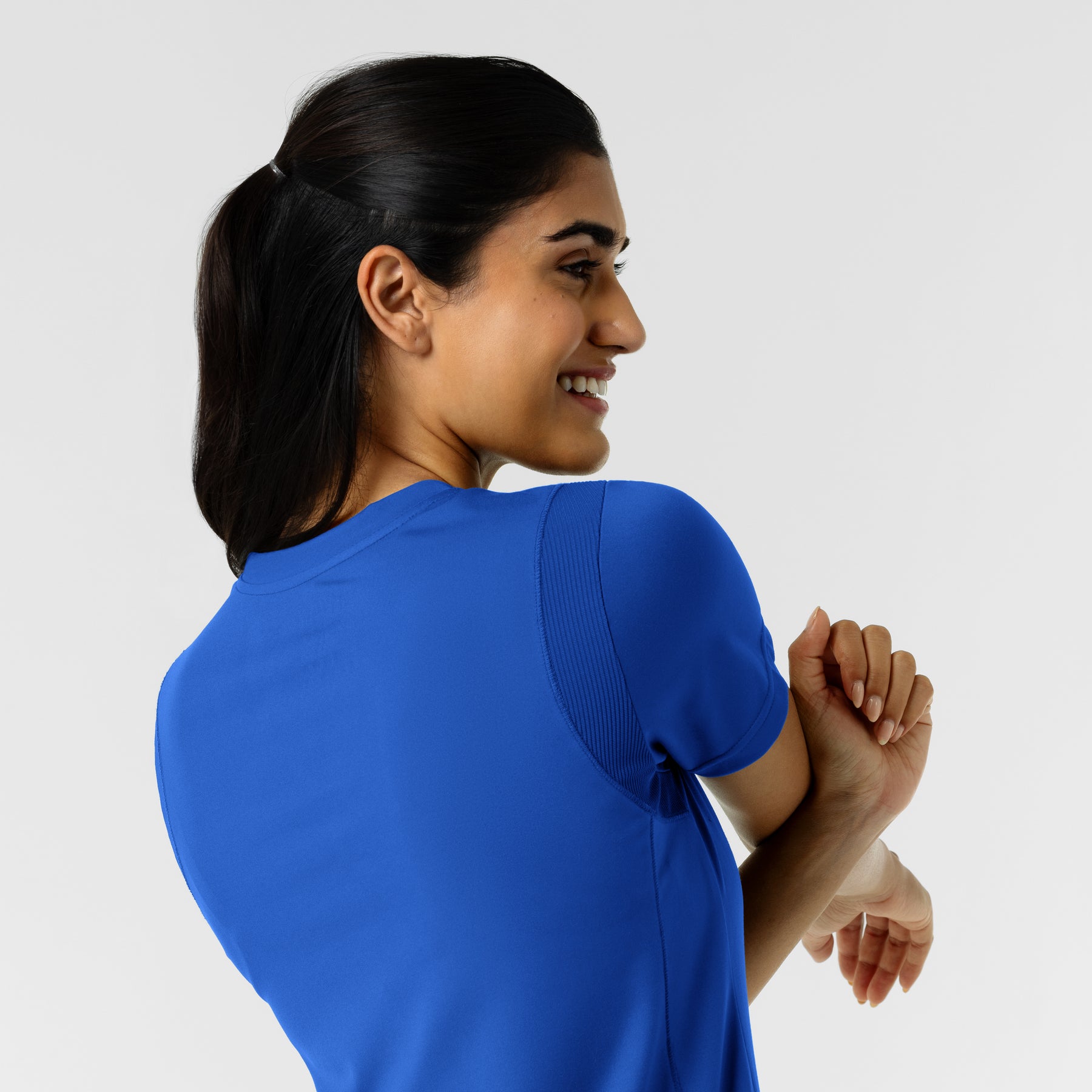 RENEW Knit Women's 2-Pocket Scrub Top Royal back detail