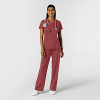 RENEW Knit Women's 2-Pocket Scrub Top - Ruby scrub set