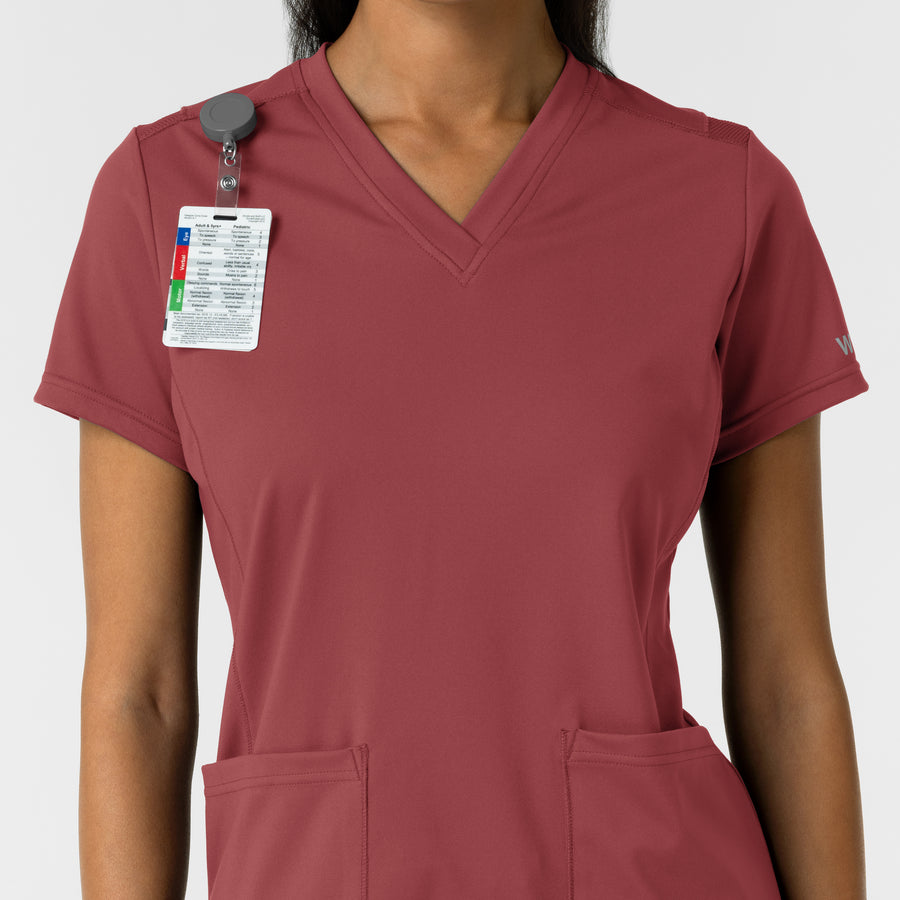 RENEW Knit Women's 2-Pocket Scrub Top - Ruby badge loop