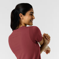 RENEW Knit Women's 2-Pocket Scrub Top - Ruby stretch shoulders