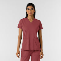 RENEW Knit Women's 2-Pocket Scrub Top - Ruby