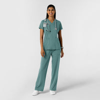 RENEW Knit Women's 2-Pocket Scrub Top - Vintage Teal scrub set