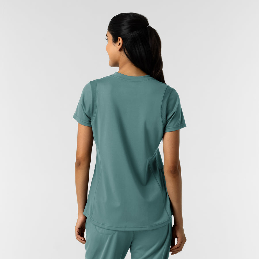RENEW Knit Women's 2-Pocket Scrub Top - Vintage Teal back