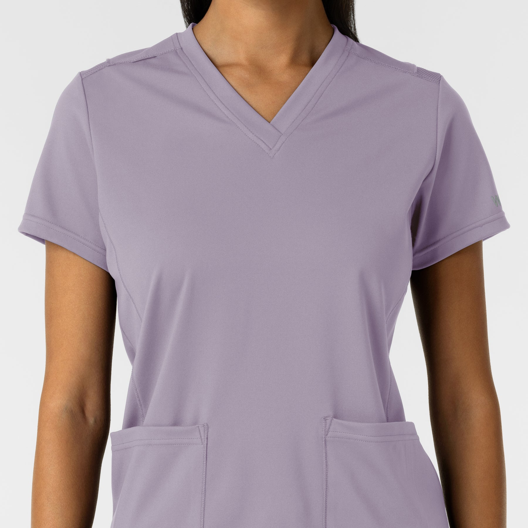RENEW Knit Women's 2-Pocket Scrub Top Wisteria front detail