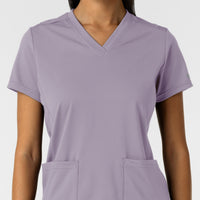 RENEW Knit Women's 2-Pocket Scrub Top Wisteria front detail
