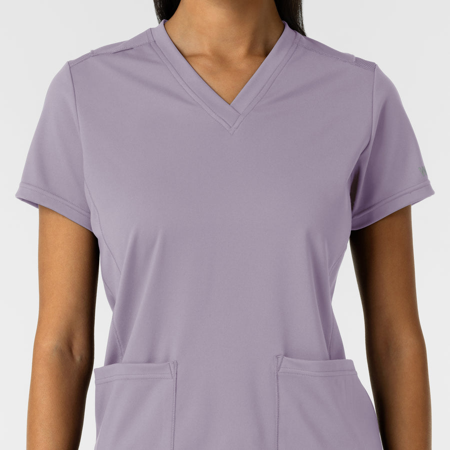 RENEW Knit Women's 2-Pocket Scrub Top Wisteria front detail