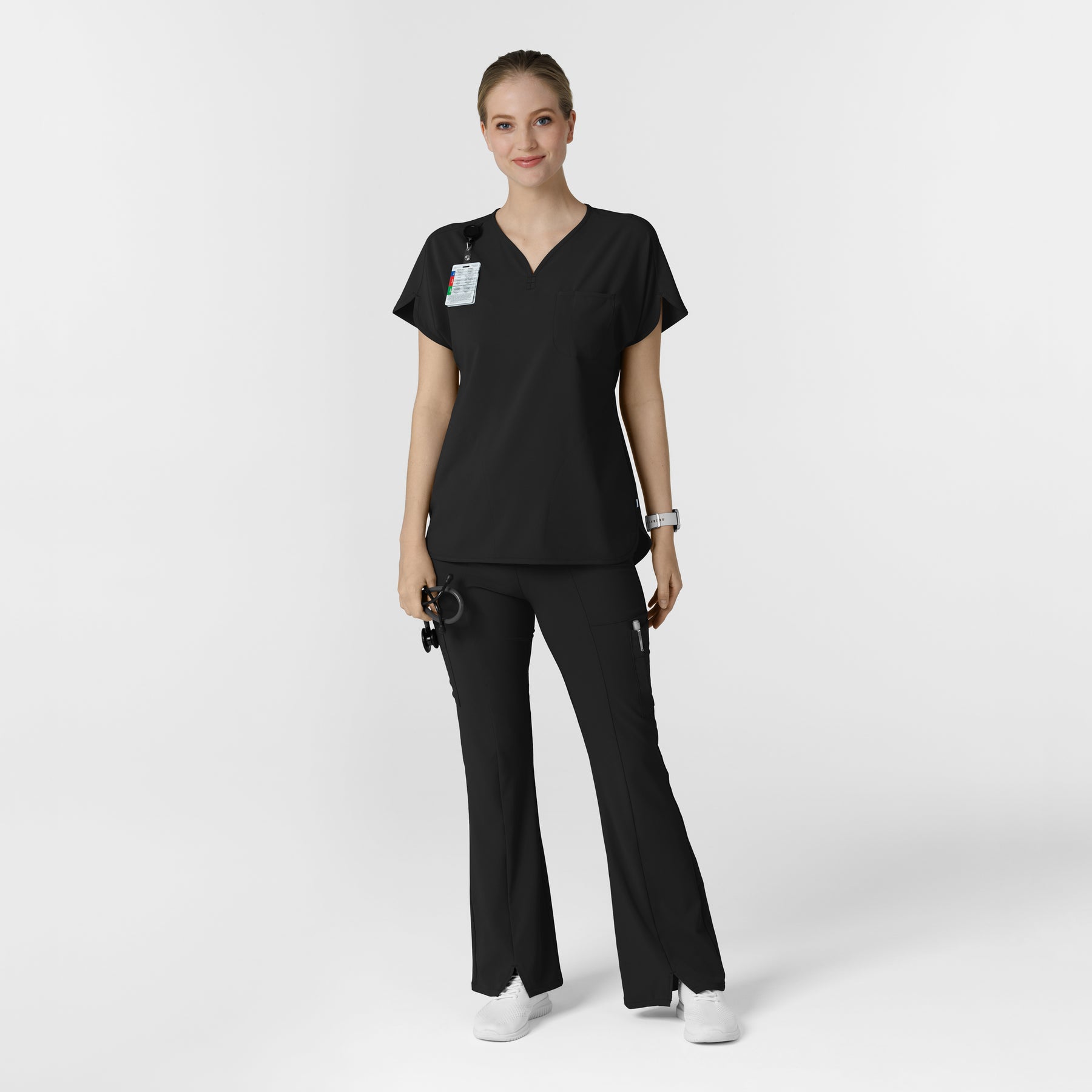 RENEW Women's Dolman Scrub Top Black full scrub set
