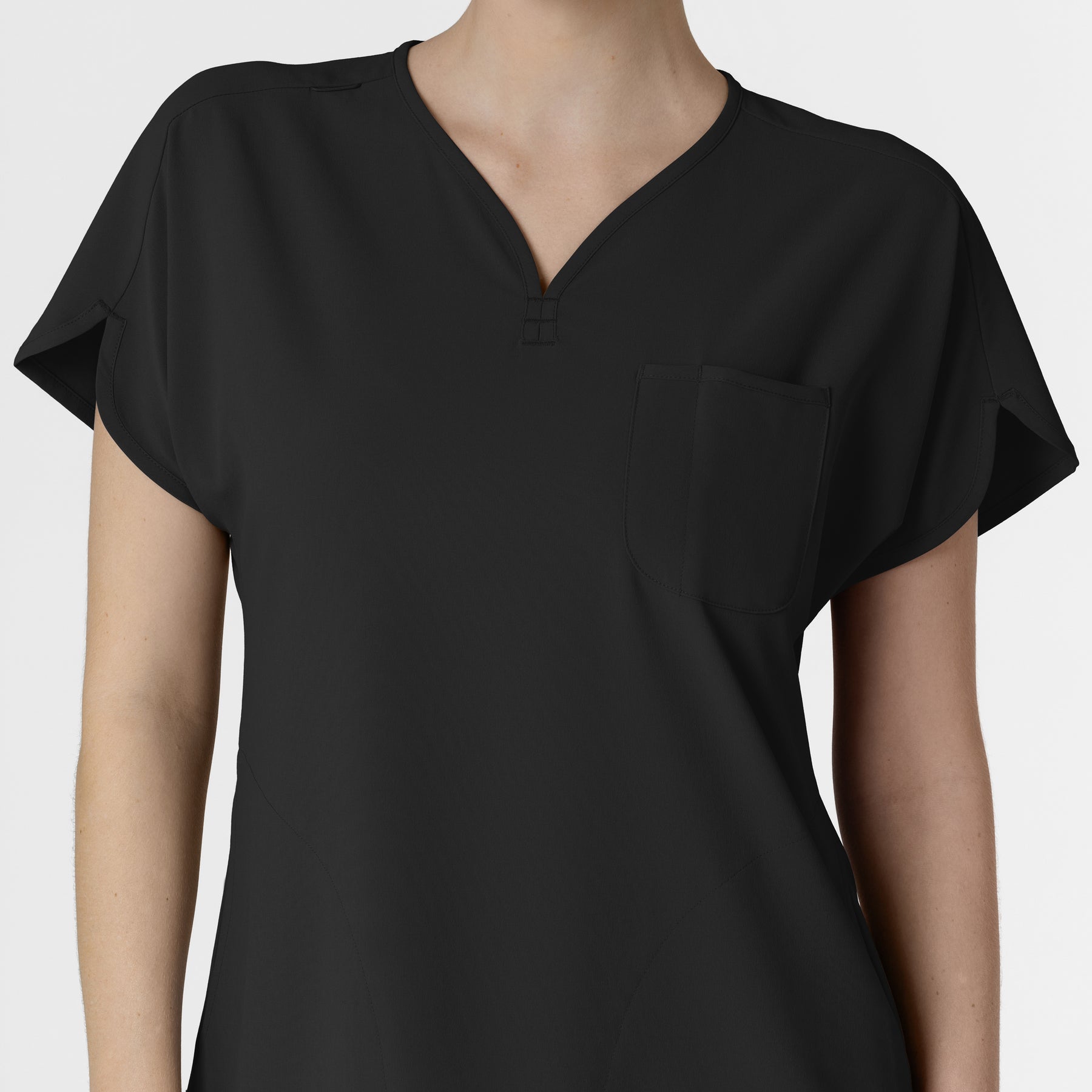 RENEW Women's Dolman Scrub Top Black front detail