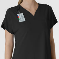 RENEW Women's Dolman Scrub Top Black side detail 2