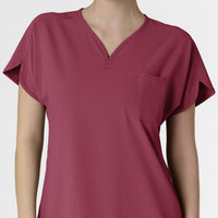 RENEW Women's Dolman Scrub Top Carnation front detail